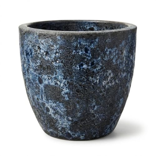 Teramico Macetero premium de cerámica esmaltada, 100 % resistente a las heladas y hecho a mano. Macetero con agujero para interior y exterior. Macetero único de alta calidad, resistente al invierno
