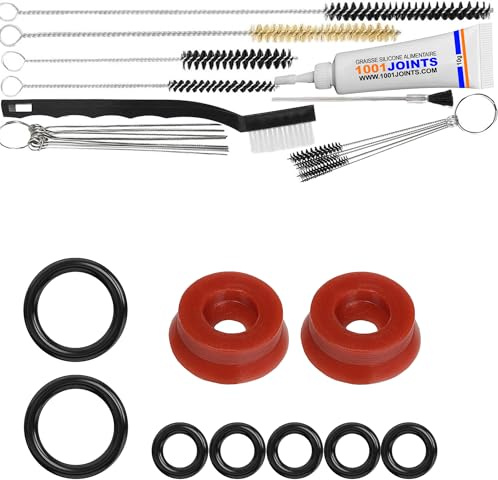 KIT 11 JOINTS ENTRETIEN GROUPE VALVE DE DRAINAGE UNITÉ D'INFUSION PISTON PERCOLATION BEC D'ADMISSION TUBE MACHINE A CAFÉ REMPLACEMENT COMPATIBLE AVEC JURA IMPRESSA AEG KRUPS ETC… (BROSSE XXL)