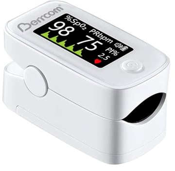 Berrcom Pulsoximeter Blut-Sauerstoff-Sättigung Monitor Finger hohe Genauigkeit Sats Monitor für Erwachsene mit Batterien und Lanyard