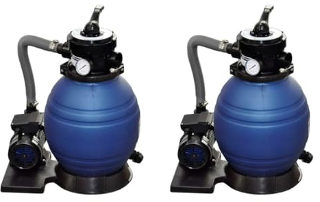 2 bombas de filtro de arena de 400 W para piscina con flujo de 11.000 l/h, carcasa de plástico resistente a la intemperie, compatible con piscina y piscina, fácil instalación