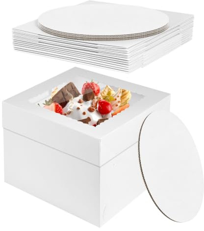 GFUEIGJ 5 stycken tårtlådor 25 x 25 x 20 cm tårtlåda med kaka brädor tårtkartong