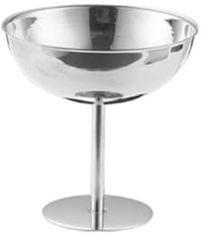 Stainless Steel Stemmed Coupe Cup for Party Drink Service, Footed Serving Cup for Dessert and Fruit Display Metal Dessert Serving Stemmed Party Footed Fruit Display Shallow Bowl Vessel Table