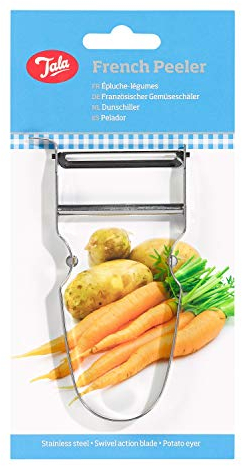 Tala Traditional Style French Peeler, French deign and made Potato Peeler, perfect for use with all vegetables and potatoes and can peel a wide selection of Fruits, Features a Potato Eyer