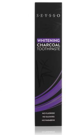 SEYSSO Carbon Whitening Charcoal Zahnpasta • SCHWARZ - Mit Aktivkohle • Enthält Kokosnussöl, Hydroxylapatit, Xylitol • Kein SLS, Sulfate, Parabene oder Fluorid • Minzgeschmack