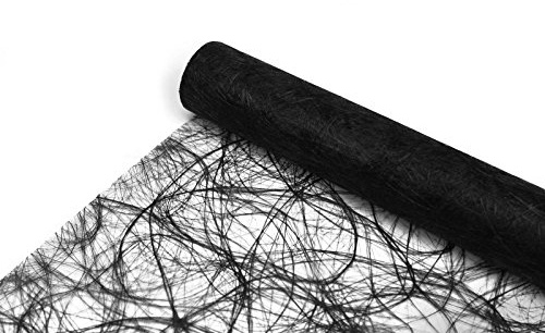 25m Sizoweb ® Original Tischband Tischläufer Tischdeko Faserseide 30cm / 300mm, Farbe:schwarz