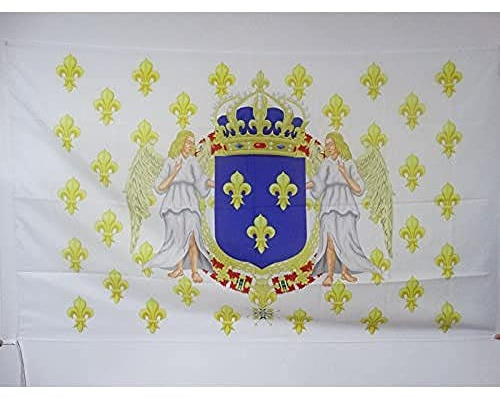AZ FLAG Bandera Reino de Francia Angel 150x90 cm Poliéster 100D Funda | Uso interior y exterior Enseña catolica francesa Royaume de France Anges costuras dobles y bordes reforzados