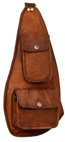Gusti Slingpack Leder - Joan Umhängetasche Lederrucksack Vintage Retro Braun Leder