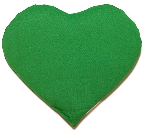 Coussin aux graines de groseilles en forme de coeur environ 30x25cm vert clair - Coussin Thermique - Coussin aux graines - Bouillotte sèche