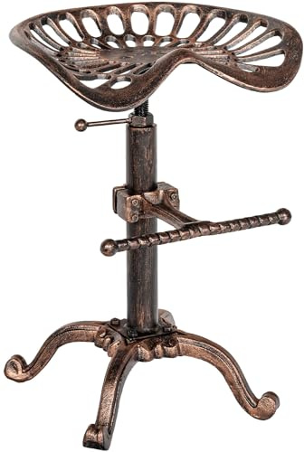 CLP Barhocker Butch mit gusseisernem Sitz & Fußstütze | Thekenhocker mit Metallgestell | Höhenverstellbar & belastbar bis 150 kg | Farbe Bronze