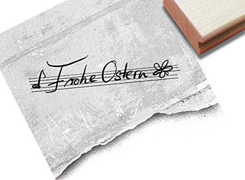 Stempel Osterstempel FROHE OSTERN auf Notenlinien - Textstempel Osterfest, Karten Geschenkanhänger Geschenk Osterdeko Scrapbook - zAcheR-fineT