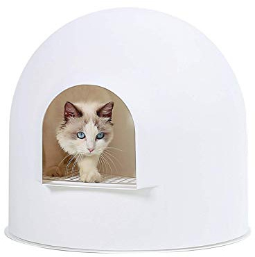 Pidan Igloo Cat Litter Dome - Extra Large, Dog Proof Kitty Litter Box Furniture with Modern Minimalist Design, Red Dot Design Award 2016