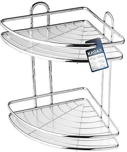 KADAX Estante de ducha esquina, organizador de baño, estante esquinero, estante de baño, estante de ducha, gel de ducha y soporte para champú, cesta de ducha (plata, 2 niveles)