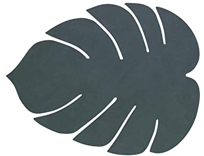 Lind DNA Tischset Monstera Recyceltes Leder Nupo Dunkelgrün, Maße: 42cm x 35cm, 989953