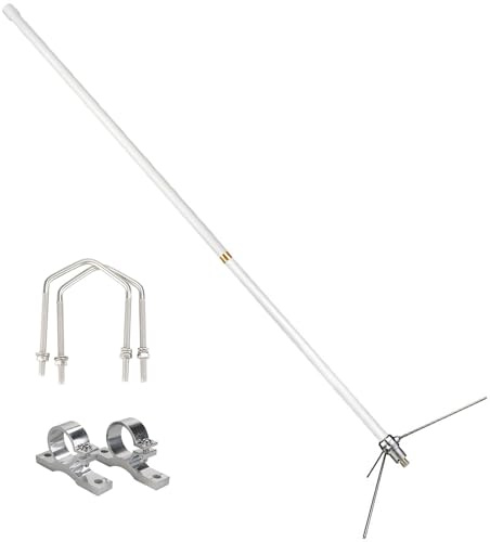 Retevis MA02 Antena base de alta ganancia 7.2 dBi 200 W UHF VHF antena omnidireccional de acero de vidrio para radios de jamón transmisores móviles repetidores (1 paquete)