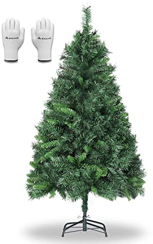 SALCAR Künstlicher Weihnachtsbaum 150 cm, Tannenbaum Künstlich mit Handschuhen und Metallständer, Christbaum als Weihnachtsdeko Innen