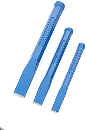 Cold Chisels Set of 3 by Footprint - Drop Forged Carbon Steel for Superior Strength. Hardened Edge for Long Cutting Life. Ideal Masonry/Bricklaying Hand Tools to Cut Stone/Brickwork/Mortar/Cement.