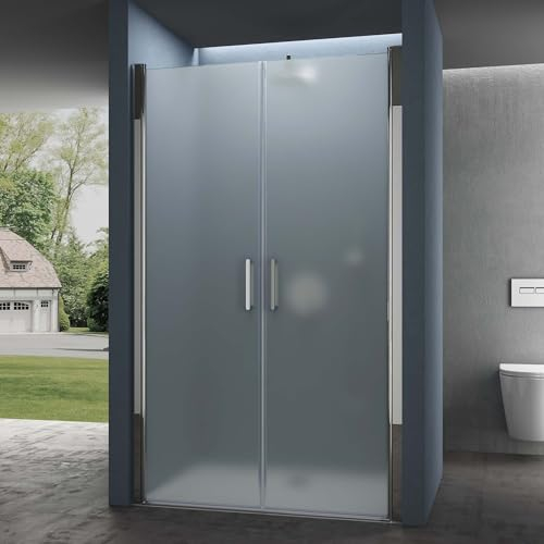 Sogood Double Portes de Douche à L'italienne Opaque 115x195cm Parois Autolevantes Pivotantes Teramo24VS avec Traitement NANO Anti-calaire