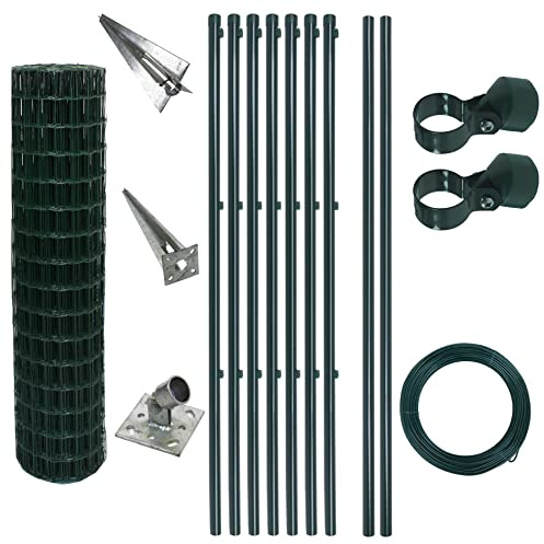 ESTEXO Schweißgitter Gartenzaun Set Komplettset Zaun Gartenzaunset Zaunset Drahtzaun Gitterzaun mit Einschlaghülsen (1,2 x 10 m)