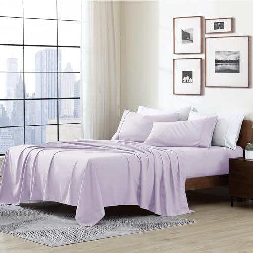 Cathay Home Essentials - Juego de sábanas de Microfibra Ultra Suave, hipoalergénicas, Resistentes a Las Arrugas, Doble Cepillado, Lavanda, 3 Piezas, tamaño Individual