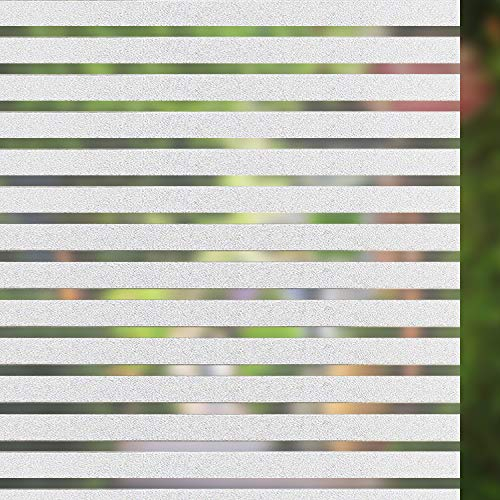 ConCus-T Window Film Privacy Self Adhesive Frosted Window Sticker Reusable No Glue Film Stripe Vinyl Static Cling Door Glass Covering for Living Room Office Bathroom 75×200cm