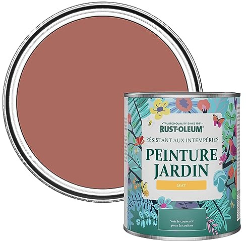 Rust-Oleum Peinture Rouge Résistante à l'humidité pour Jardins, Finition Mate - Saumon 750ml