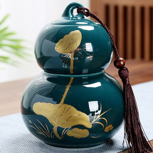 15.5cm calabaza cerámica forma té Caddy té ceremonia especias caja almacenamiento almacenamiento chino tarro de almacenamiento