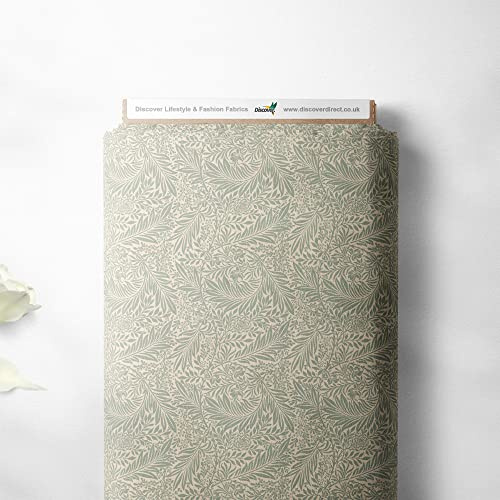 100% Cotton William Morris Larkspur Printed Design Quilting Kids Craft Dress Quality Sewing Fabric Material | 55 - 140 cm Wide (per Metre, Duck Egg Blue)