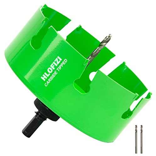 HLOFIZI 6-1/8 Inch Carbide Tipped Hole Saw for 6 Recessed Lights Multi-Material Hole Cutter with Arbor for Hard Wood, Drywall, Plaster Ceiling, Sheetrock, Plastic, Fiberglass, 5X Faster, Green