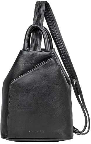 STILORD Minou Leder Sling Bag Damen 2-in-1 Rucksack Handtasche Umhängetasche Vintage Henkeltasche Ledertasche Echtleder Farbe:schwarz