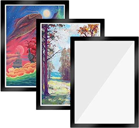 3 Stück Diamond Painting Rahmen, Magnet Bilderrahmen für Diamant Malerei Zubehör 35X25CM Schwarz Selbstklebend Magnetisch für Wanddekoration zu Hause