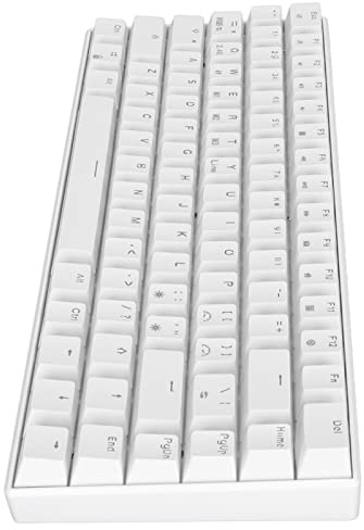 Tastiera da Gioco Meccanica al 60%, 82 Tasti Tastiera PBT Retroilluminata RGB Mini Tastiera Compatta con Cavo Staccabile, 2.4G//Tipo C 3 modalità di Connessione (Bianco) (Interruttore ad Azione