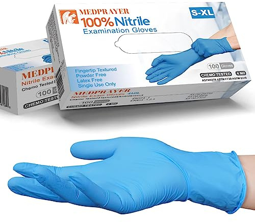 MEDPRAYER Nitrile Disposable Gloves, Latex & Powder Free, Food Safe (Large, 100 Count)