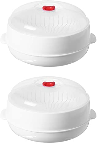 NIEI 2X Praktischer Dampfgarer für Den Mikrowellen Herd, Hochwertiges Dampfgaren Im Korb