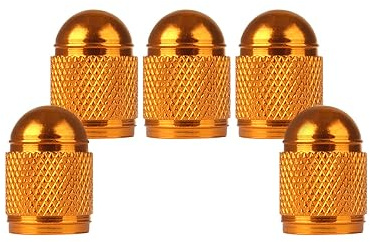 SENZEAL 5 Stück Ventilkappen Auto Bullet Typ Universal Reifenventilkappen Aluminium Autoreifen Ventilkappen Ventilschutzkappen für Auto Fahrrad Motorräder LKW SUV Gold