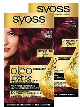 Syoss Oleo Intense Öl-Coloration 5-92 Helles Rot Stufe 3 (115 ml), dauerhafte Haarfarbe mit pflegendem Öl, Coloration ohne Ammoniak, 2x 115 ml