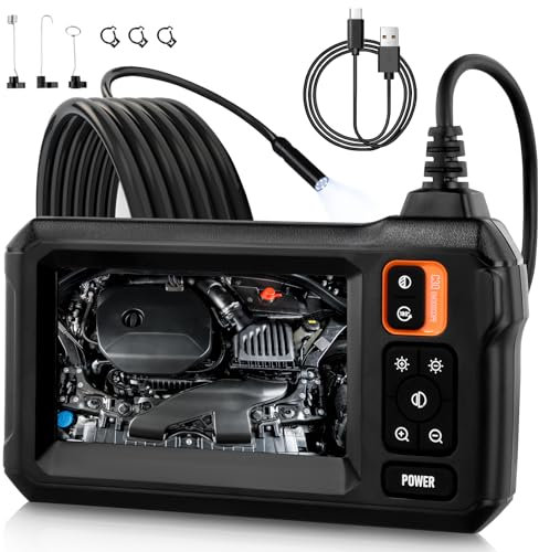 Caméra endoscopique avec lumière, 8 mm 1080p HD, caméra d'inspection endoscope numérique étanche IP67, câble serpent flexible de 5 m, écran LCD de 4,3, endoscope industriel