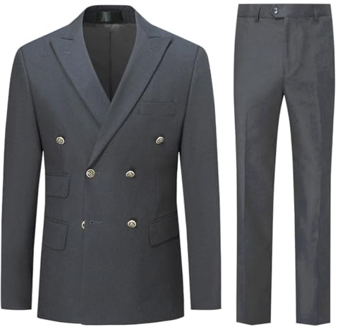 Allthemen Costume Homme 2 Pièces Double Boutonnage Blazer Pantalon Formal | Slim Fit,Smoking Elegant,Couleur Uni,Col Cranté,Manches Longues,Veste Pants 2pcs,4 Saisons,Pour Business Casual Maraige Soire