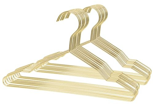 Harbour Housewares Metal Coat Hangers - Gold - 20x Childrens Wire Clothes Hangers with Trouser Bar and Non Slip Shoulder Notches for Jacket, Suit, Jumper, Dress Wardrobe Storage