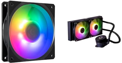 Cooler Master Mobius 120P ARGB Ventilador para Radiador, Ring Blade Design (PWM), Rodamiento Dinámico de Bucle + Cooler Master MasterLiquid 240L Core ARGB Refrigeración Líquida para CPU