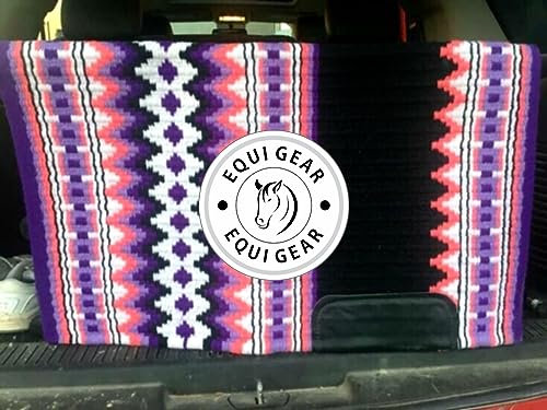 EQUIGEAR Western Show Horse Satteldecke aus neuseeländischer Wolle, Western-Design, handgefertigte Satteldecke, Wollpolster, Sensor Flex (Anpassung möglich), WI27 (34x42)