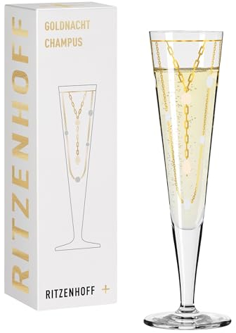 RITZENHOFF 1071039 Bicchiere da champagne 200 ml - Serie Goldnacht No. 39, set di 2 - Pezzo di design con oro vero - Made in Germany