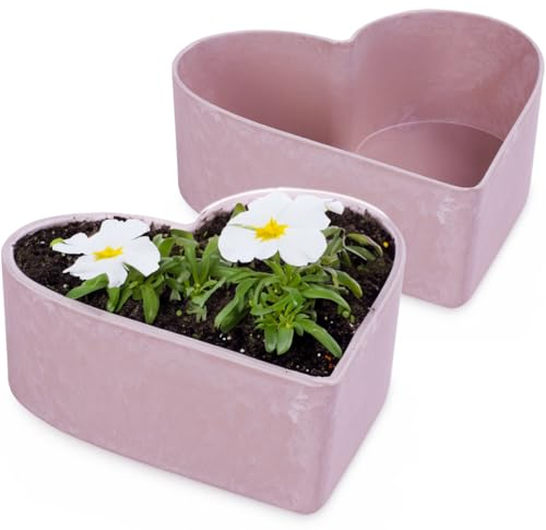 Matches21 - Vaso per piante resistente alle intemperie, per esterni, grande ciotola decorativa in marmorizzata rosa, 22 x 20 cm, per fiori, bonsai o cimitero