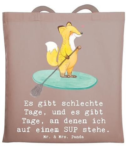 Mr. & Mrs. Panda Tasche Fuchs Stand Up Paddling - Geschenk, Paddle, Laptoptasche, Schultasche, Shopper, Boarding, Umhängetasche, Subben, SUB, Stofftasche