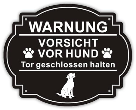 Acuxiaza 25x20cm Vorsicht Hund Schild, Aluminium Reflektierend Warnung Vor Dem Hund Schilder, Achtung Hund Schild mit Selbstklebend und Vorgebohrten Löchern, UV-Schutz, Wasserfest, 1 Stück