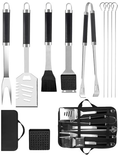 Evolpor 11pcs BBQ Grill Tool Set, Premium Stainless Steel BBQ Tools Set with Tools bag, Barbecue Tool Sets for Men Dad Gift, BBQ Gifts for Men, Travel, Outdoor, Camping, Backyard Barbecue