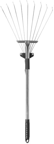 OFFSCH Edelstahl Gartenrechen Mit Ergonomischem Griff Verstellbar Und Langlebig Für Laub Und Bodenbearbeitung Für Hobbygärtner Und Pflanzenliebhaber Geeignet