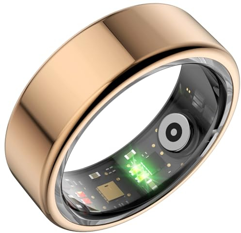 Smart Ring Fitness Ring Tracker Smartringe für Herren Damen IP68 Wasserdicht Tracking Ring mit Schrittzähler Kalorien Herzfrequenz Schlaftracker Fitnessring Android iOS Gold Aktivitätstracker