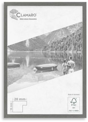 Clamaro Collage 20 - Marco de fotos de 40 x 60 cm, hecho a mano, color gris acero, moderno marco de MDF de 20 mm, diseño fino, con cristal acrílico, panel trasero y gancho