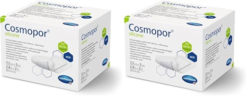 Cosmopor Silicone: Apósito Estéril con Capa de Contacto de Silicona; Retirada Indolora; 7,2x5cm; 5 Unidades (Paquete de 2)