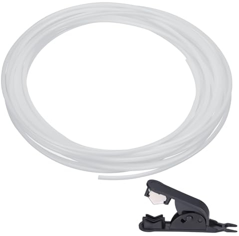 Zocipro 10 Meter PTFE Schlauch 4mm x 2,5mm für 1,75mm 3D Drucker Filament | PTFE Tube 2,5mm ID × 4mm OD, PTFE Teflonschlauch mit Cutter, Kompatibel mit Creality K1/K1 Max/Ender 3 V3, Weiß